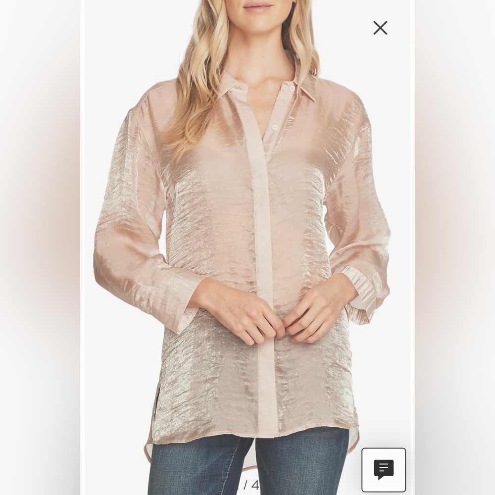 Vince Camuto Gold Organza Shirt - Picture 7 of 10